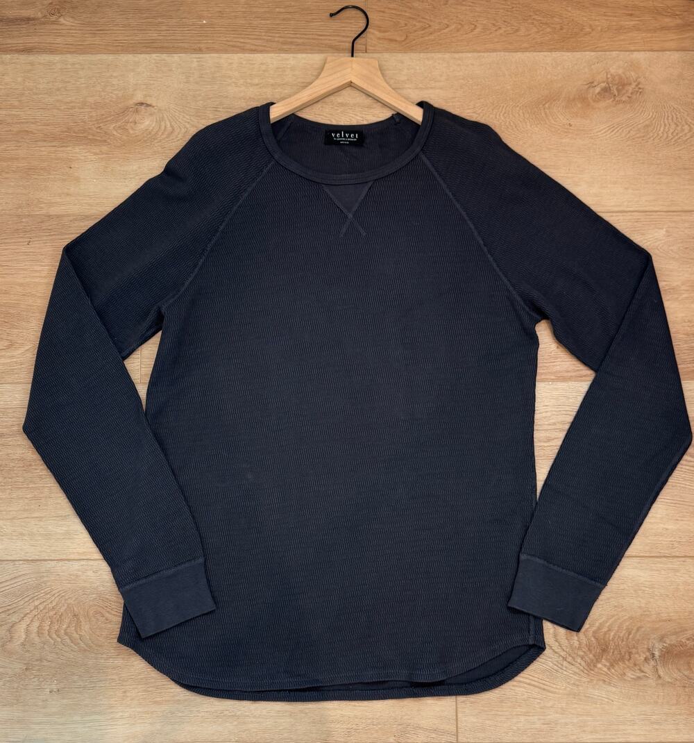 Velvet by Graham & Spencer Men’s Dark Gray Waffle Knit Thermal Size Large